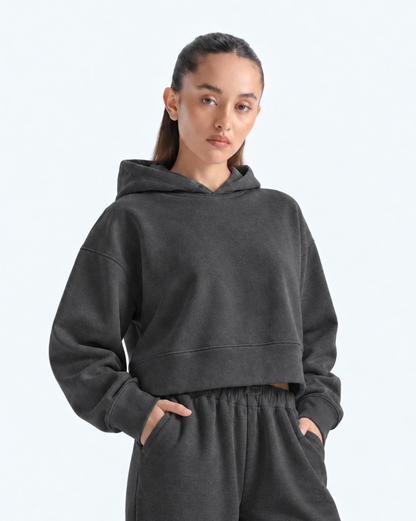 Cropped Hoodie - Charcoal Grey
