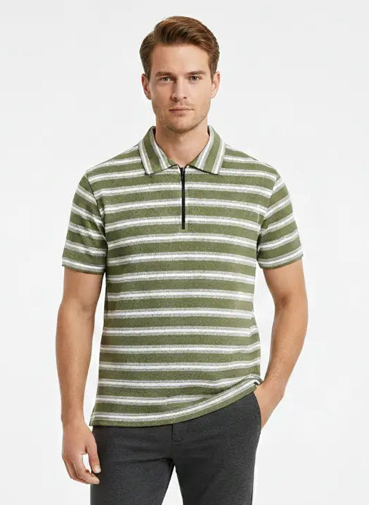 Mocha Line Zip Polo - Green