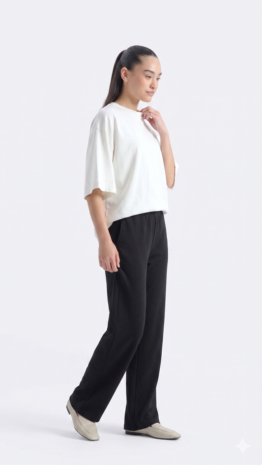 Comfort Straight Trouser-Black