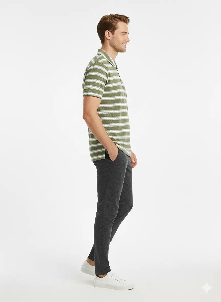 Mocha Line Zip Polo - Green