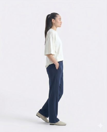 Comfort Straight Trouser-Navy
