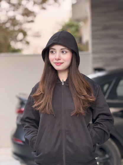 W-Sleek Black Full-Zip Tracksuit