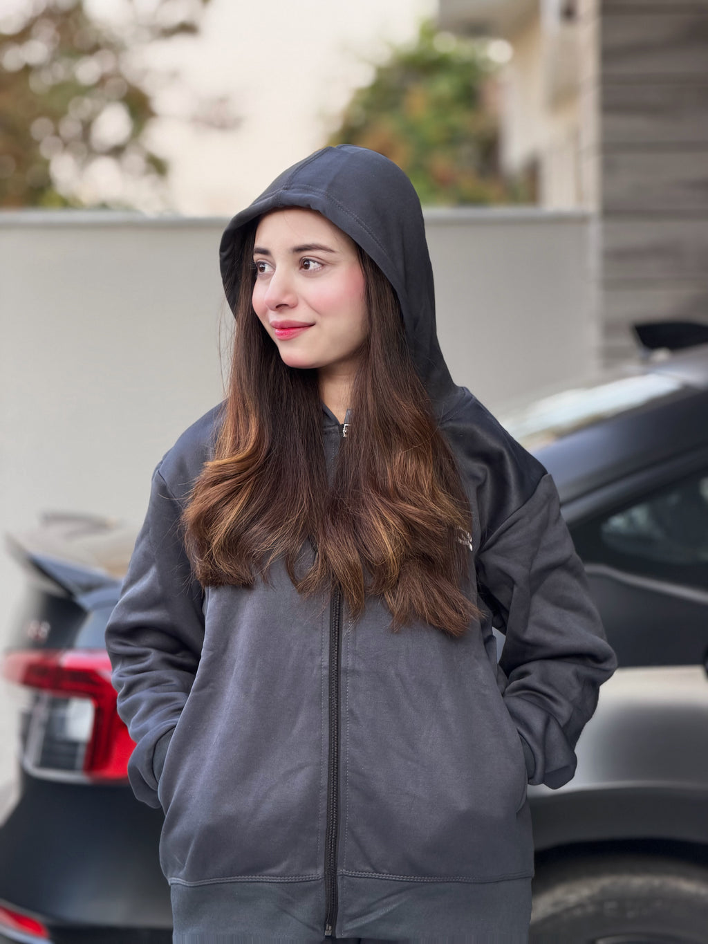 W-Grey Zip Hoodie Tracksuit