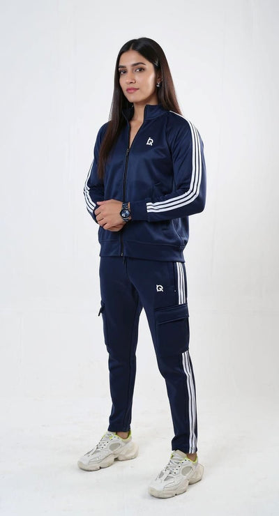 W-Navy Streak Zipper Tracksuit