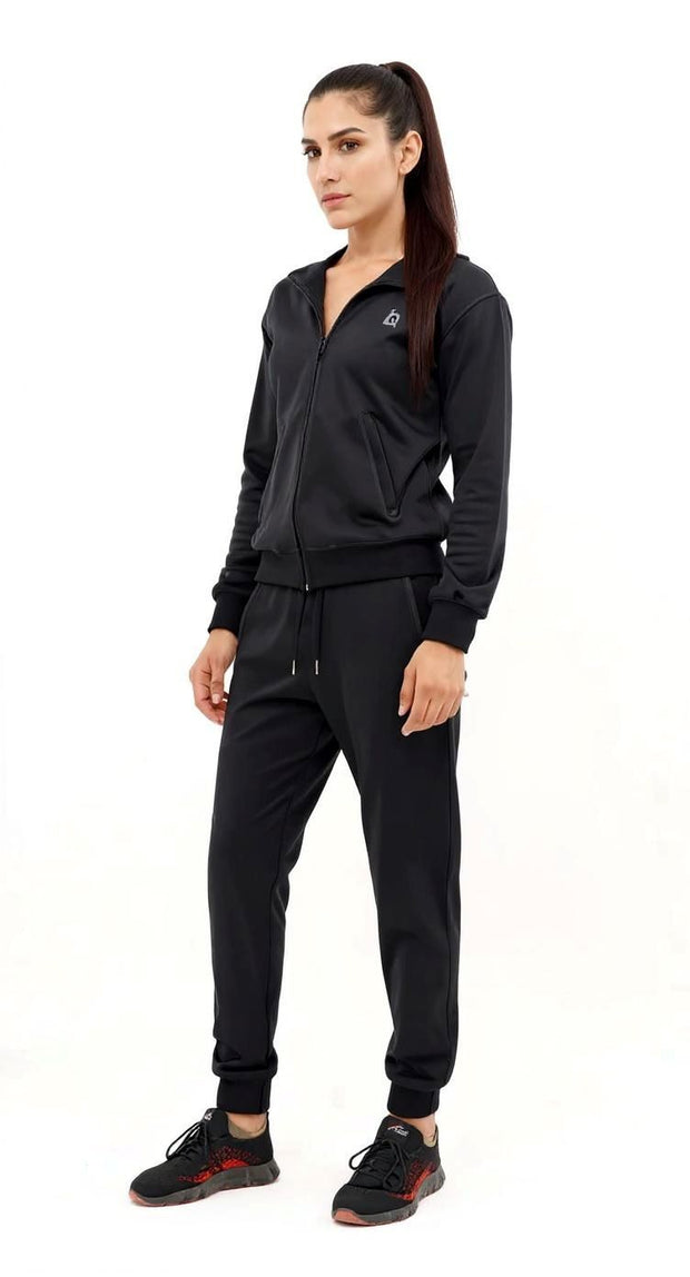 W-Sleek Black Full-Zip Tracksuit