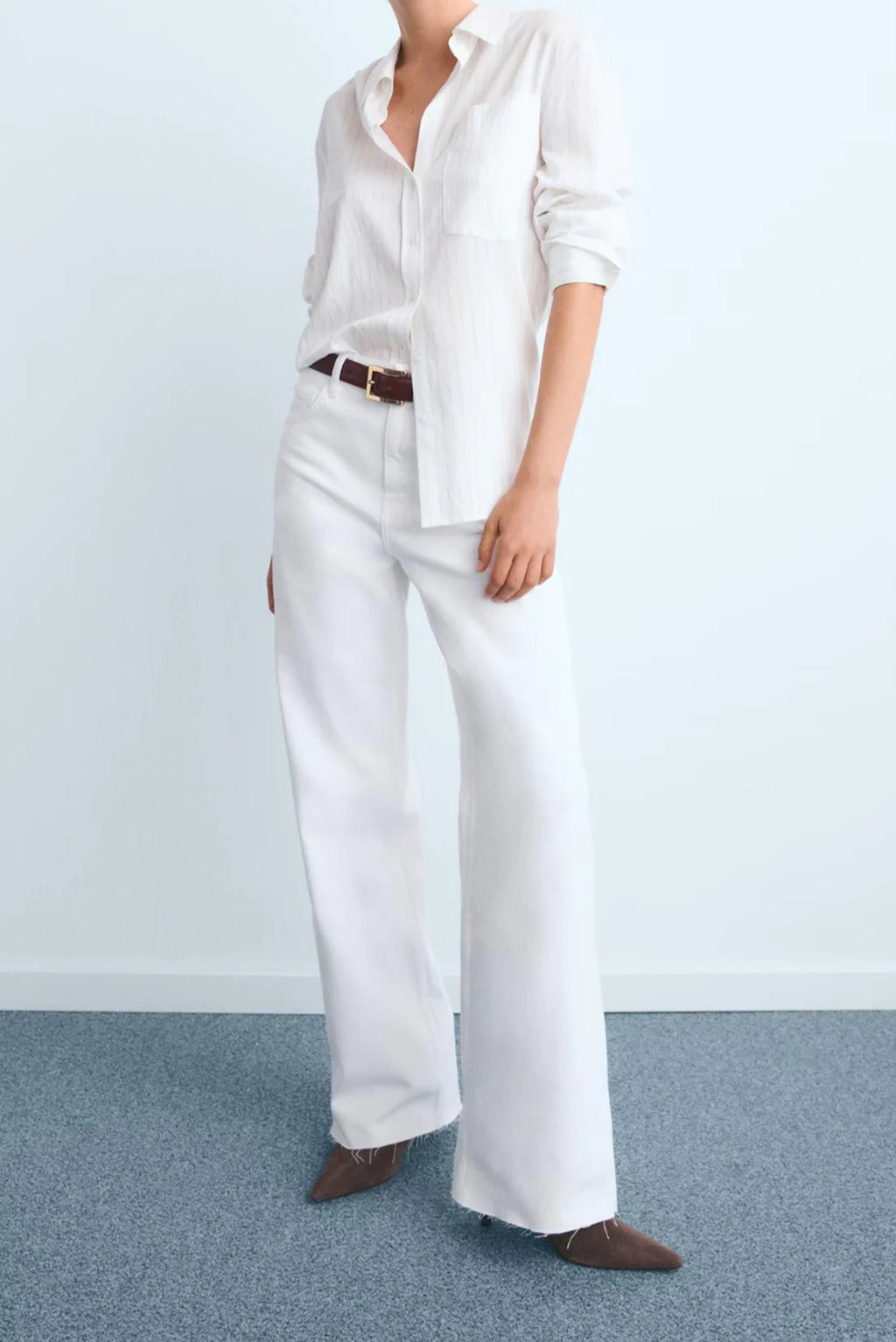 Wide Leg Jeans (White)