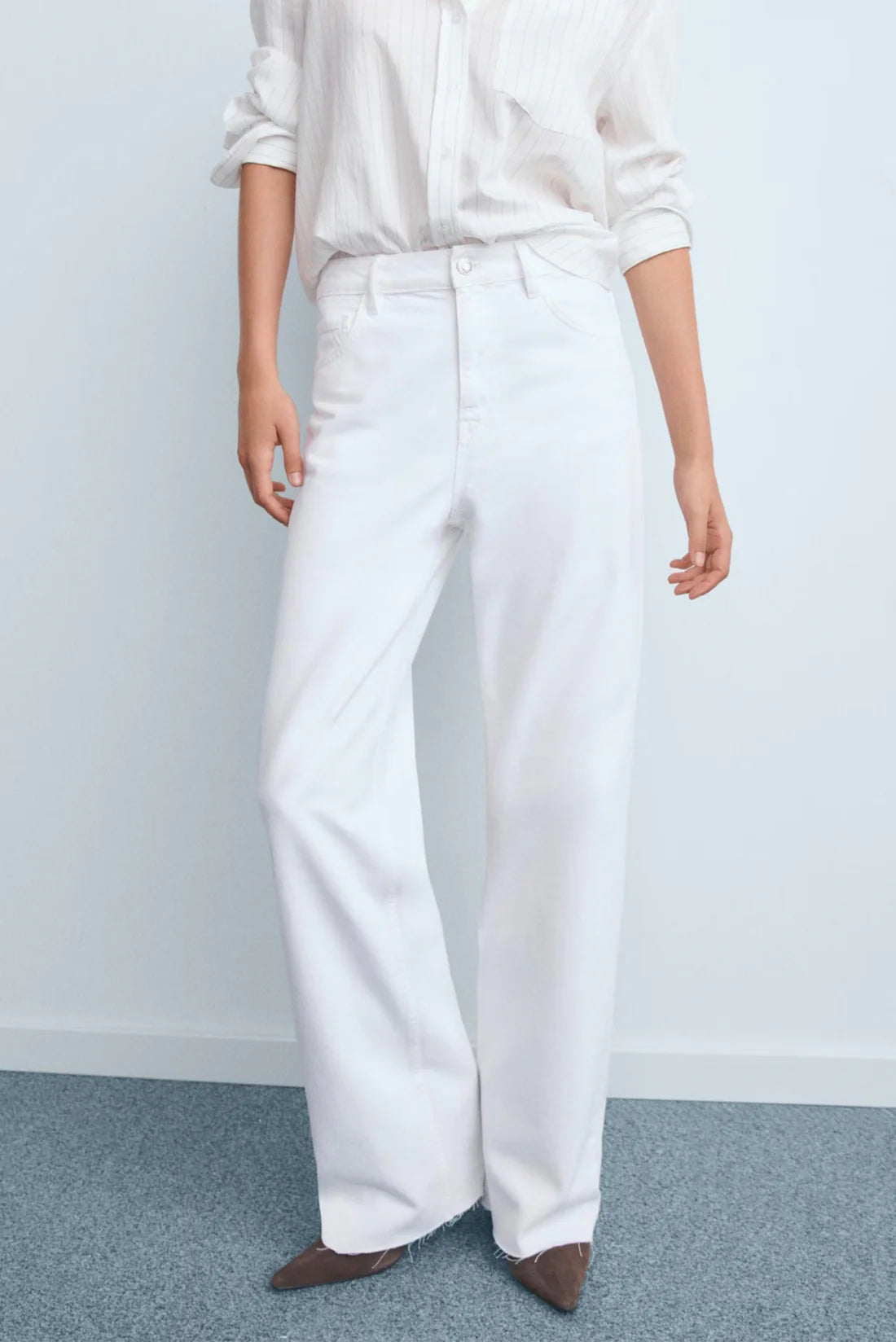 Wide Leg Jeans (White)